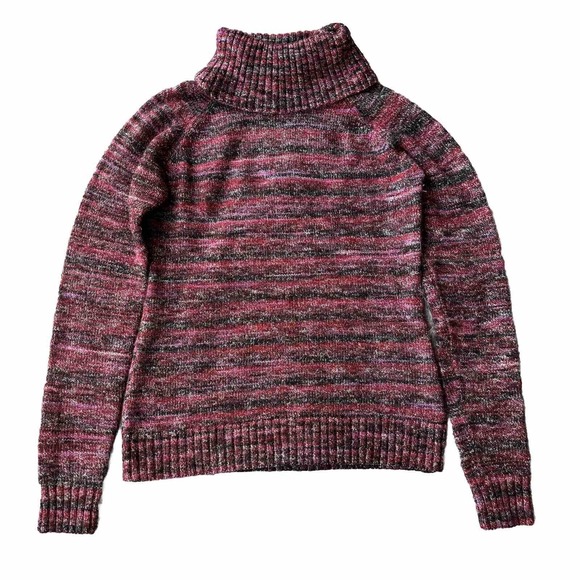 Columbia Sweater Sz M Red Turtleneck Stripe Outdoor Winter Hiking Casual Womens - Picture 1 of 9
